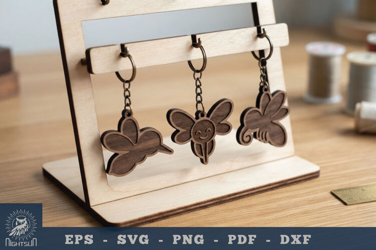 Cute Mosquito Lasercut Keychain example image 1