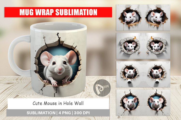 Mug Wrap Design Mouse in Wall