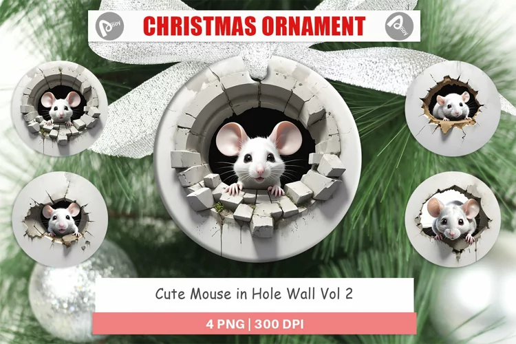Christmas Ornaments Mouse in Wall
