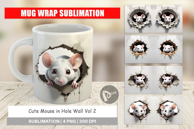 Mug Wrap Design Mouse in Wall