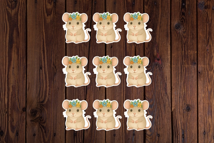 Cute Mouse Printable Stickers - PNG Sticker Sheet