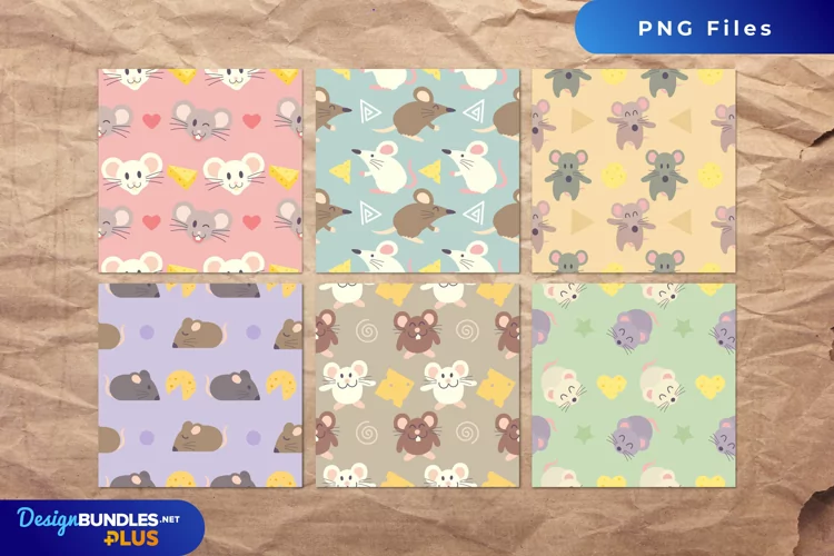 Cute Mouse with Vintage Color Seamless Pattern Paper Pack