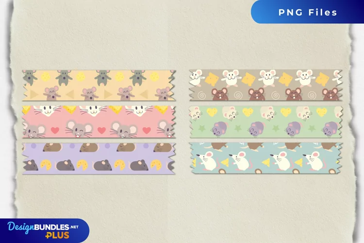 Cute Mouse with Vintage Color Seamless Pattern Tape