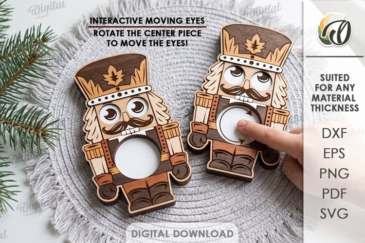 Nutcracker Moving Eyes Toy Laser Cut. Kids Toy SVG example image 1