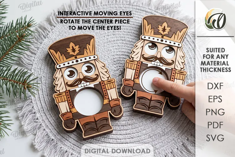 Nutcracker Moving Eyes Toy Laser Cut. Kids Toy SVG