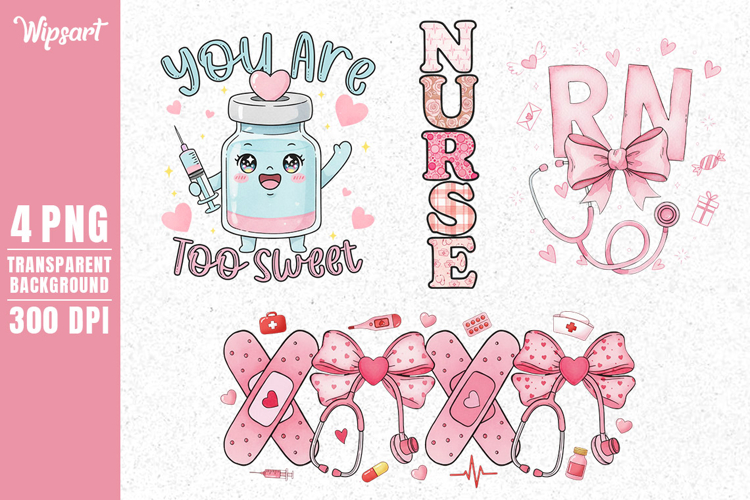 Cute Nurse Valentine PNG Sublimation