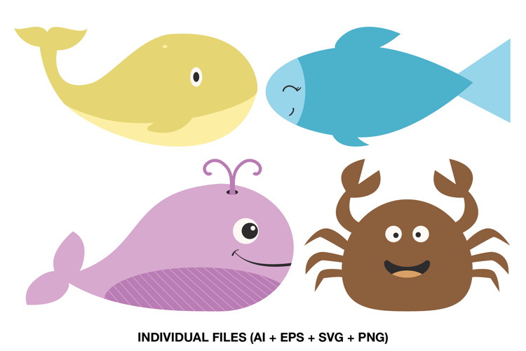 Cute Ocean Animals Clipart for Under the Sea Birthday Decor