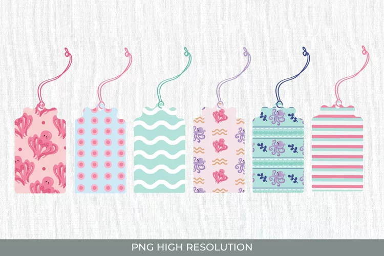 Cute Octopus Patterned Shaped Tag