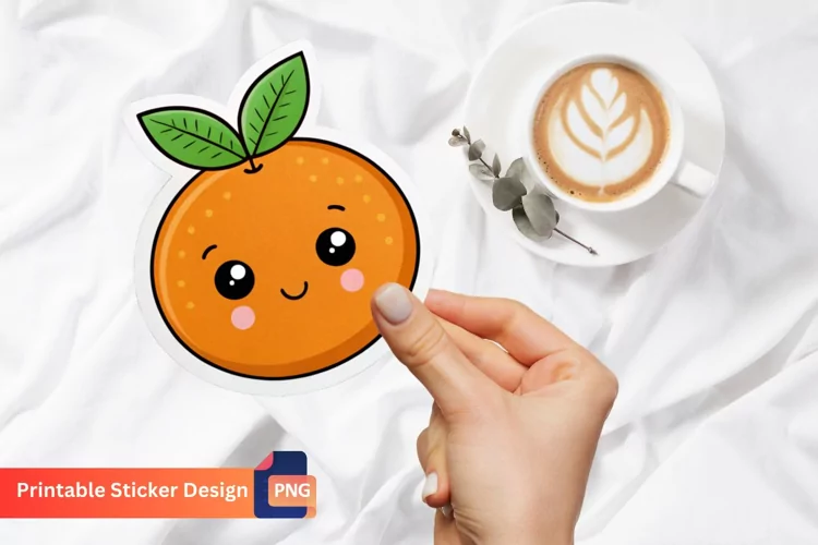Cute orange Sticker, Adorable Orange Decal, Fruit Sticker