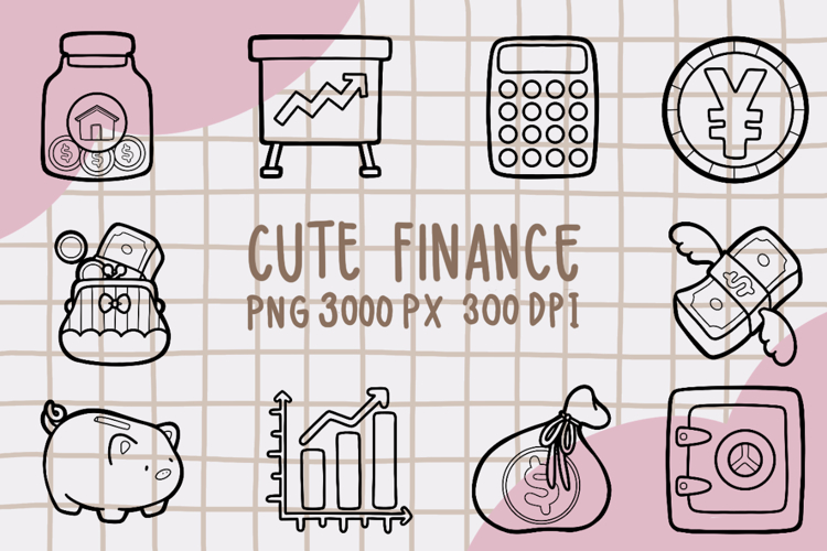 Cute Outline Finance Clipart png