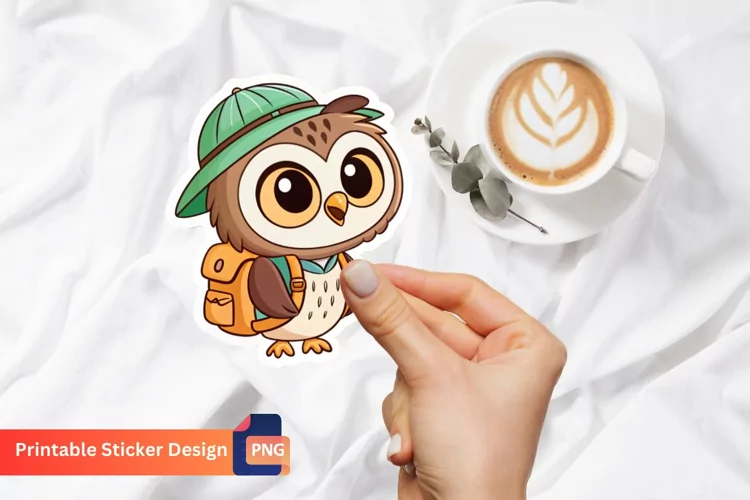 Cute Owl Sticker, Boho Owl Design, Cute Bird Sticker