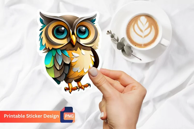 Cute Owl Sticker, Adorable Owl Sticker, Kawaii Owl Art