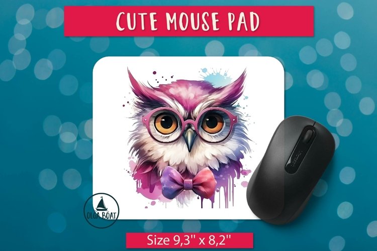 Cute owl watercolor | 3d mousepad sublimation designs
