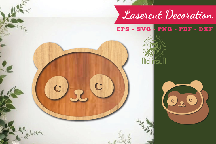Cute Panda Lasercut Decoration SVG