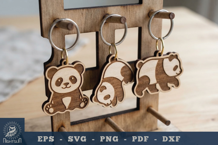 Cute Panda Lasercut Keychain