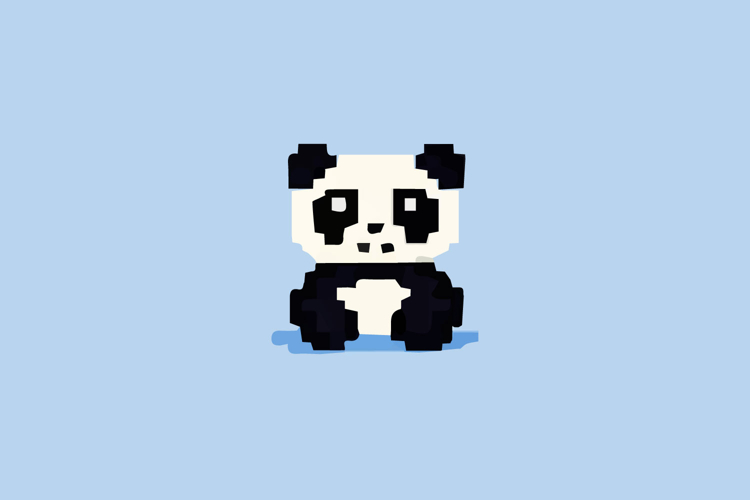 Cute Panda Pixel Art Character Design Vector