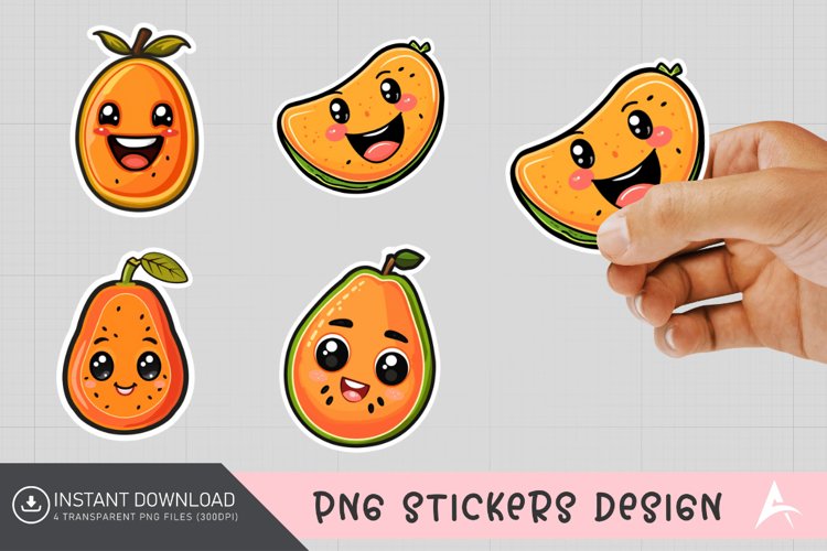 Cute Papaya Sticker,Tropical Fruit Scrapbooking Sticker example image 1