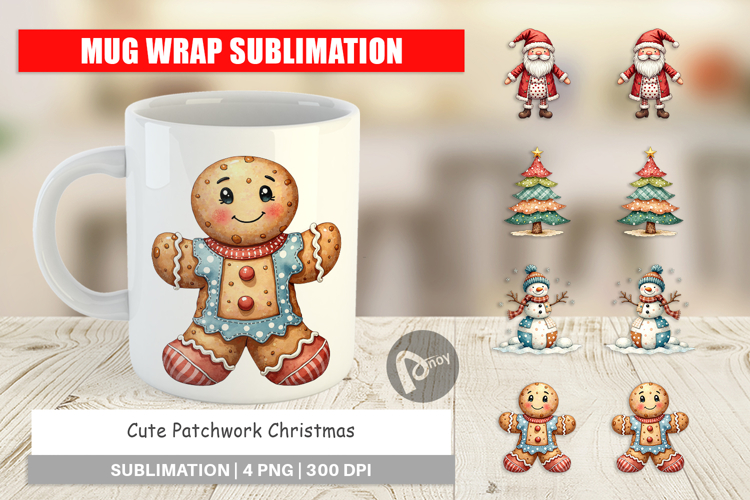 Patchwork Christmas Cute Mug Wrap