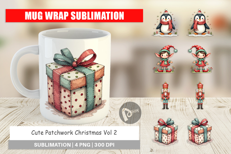 Patchwork Christmas Cute Mug Wrap