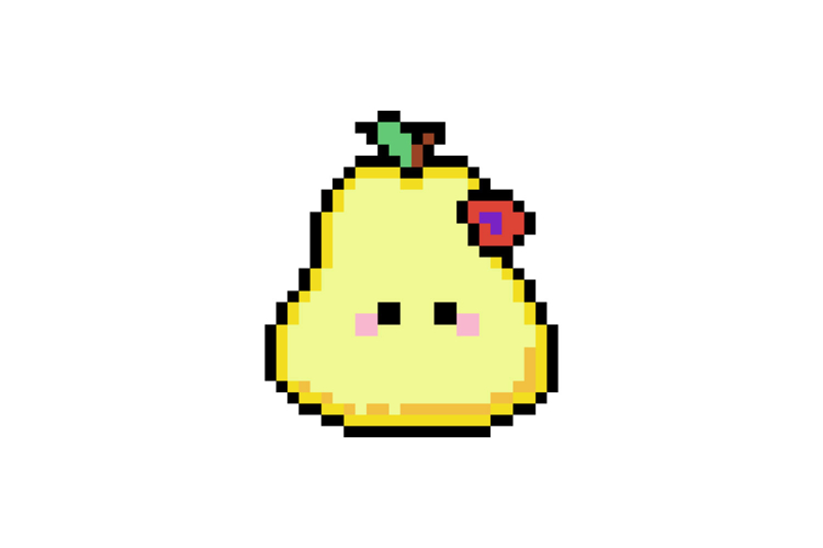 Cute pear character illustration pixel art design