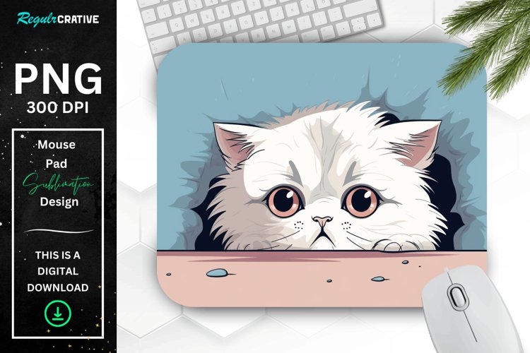 Cute Peeking Persian Cat Mouse Pad example image 1