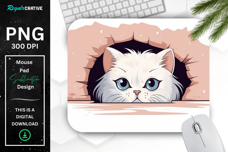 Cute Peeking Persian Cat Mouse Pad example image 1