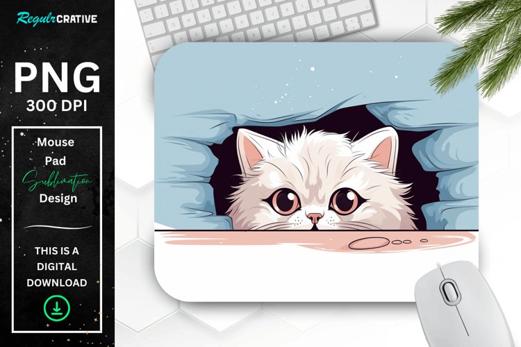 Cute Peeking Persian Cat Mouse Pad example image 1