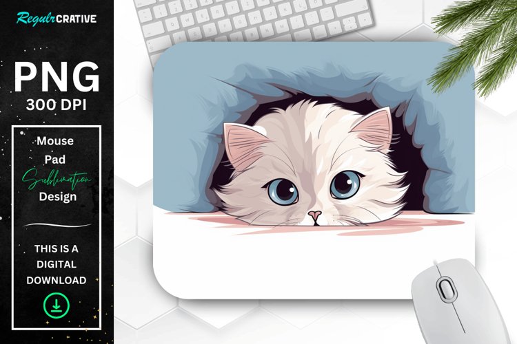 Cute Peeking Persian Cat Mouse Pad example image 1