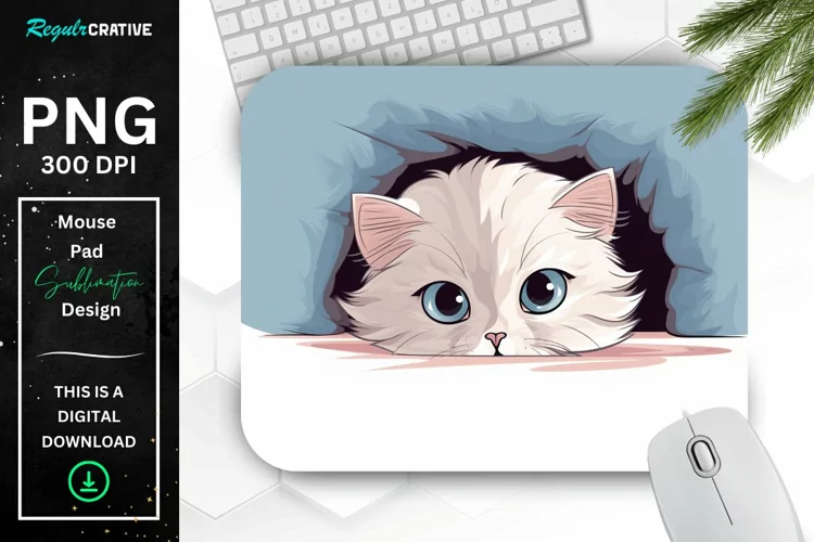 Cute Peeking Persian Cat Mouse Pad