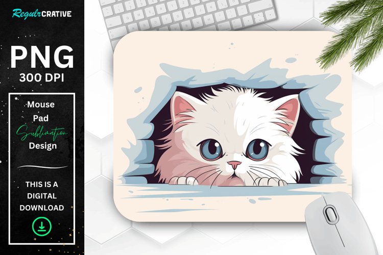 Cute Peeking Persian Cat Mouse Pad example image 1