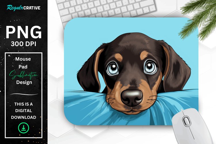 Cute Peeking Dachshund Dog Mouse Pad
