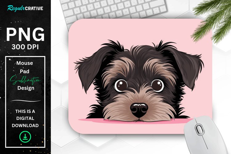 Cute Peeking Yorkshire Terrier Dog Mouse Pad