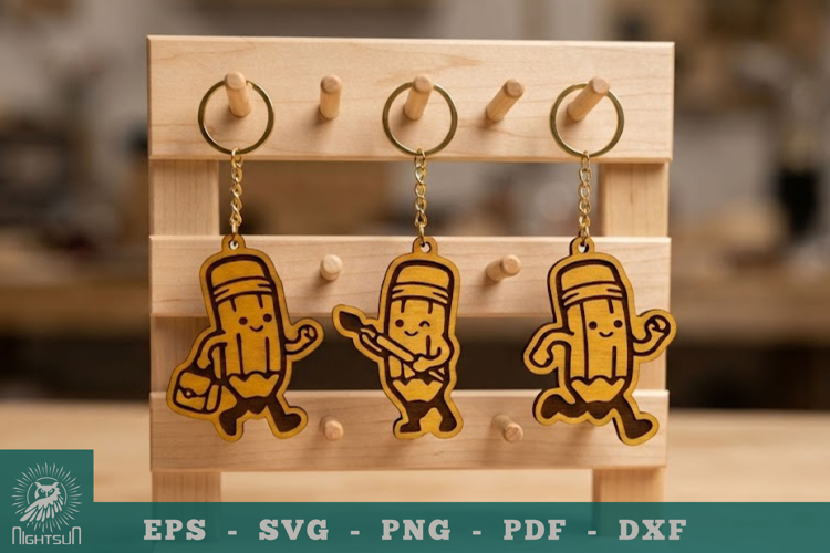 Cute Pencils Lasercut Keychain