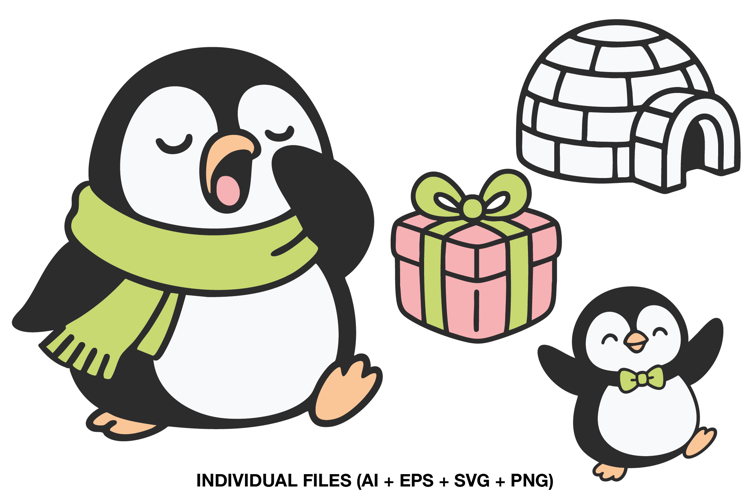 Cute Penguin Christmas Clipart, Winter Animal PNG
