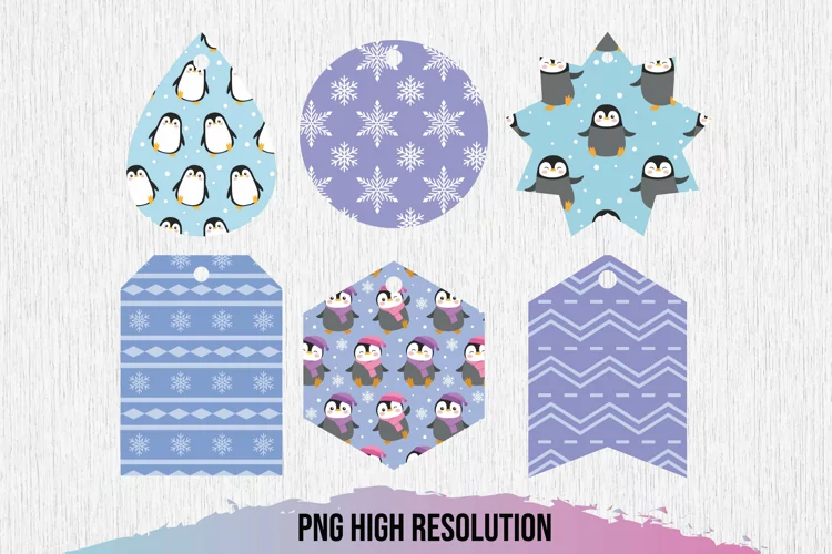 Cute Penguin Patterned Shaped Tags