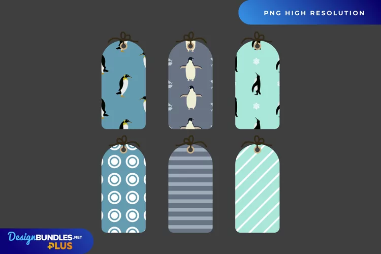 Cute Penguin Patterned Shaped Tags