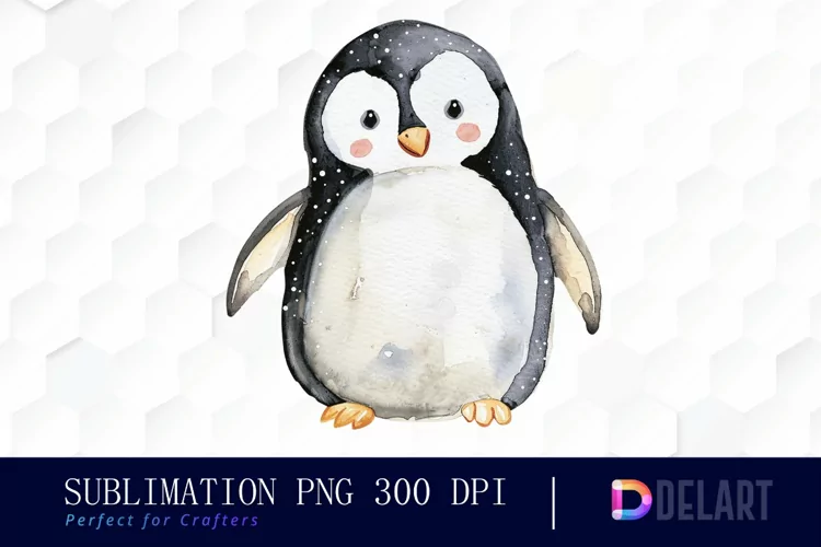 Cute Penguin Watercolor Clipart