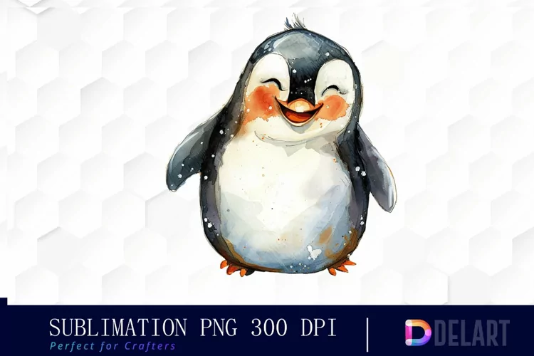 Cute Penguin Watercolor Clipart