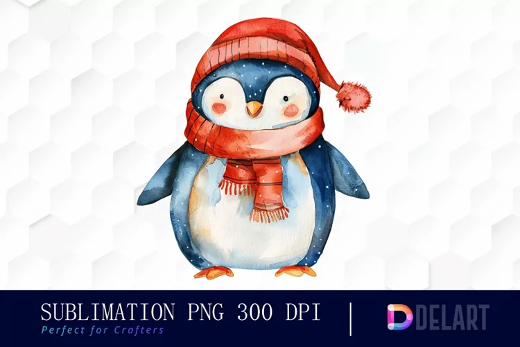 Cute Penguin Watercolor Clipart