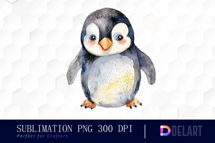 Cute Penguin Watercolor Clipart