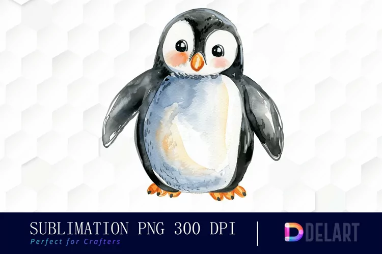 Cute Penguin Watercolor Clipart
