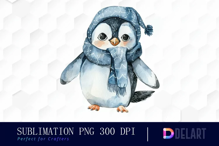 Cute Penguin Watercolor Clipart