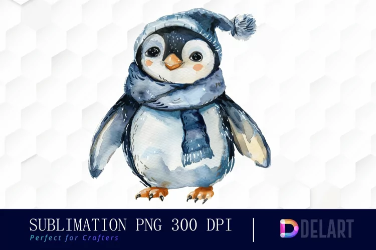Cute Penguin Watercolor Clipart