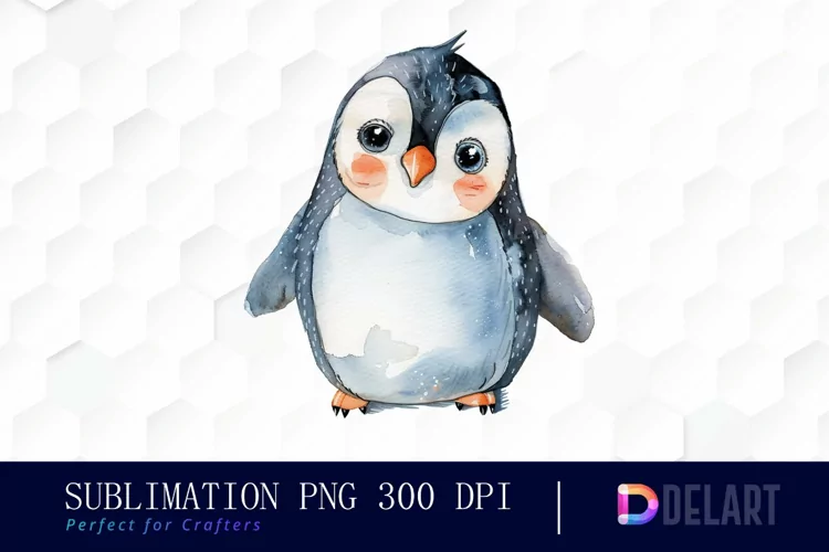 Cute Penguin Watercolor Clipart
