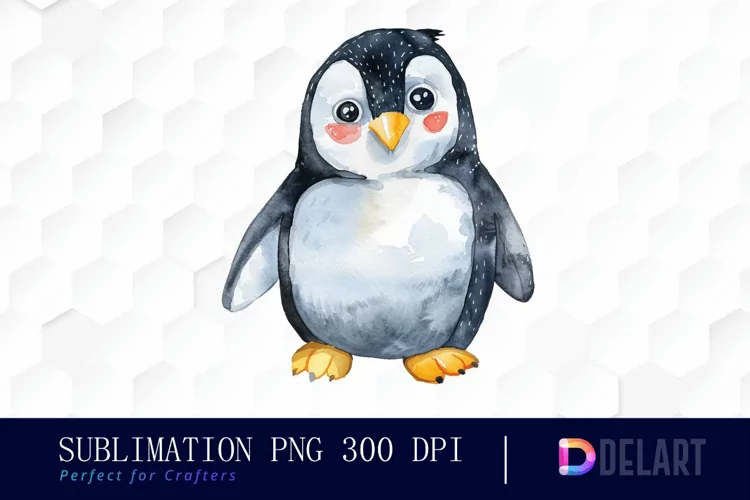 Cute Penguin Watercolor Clipart