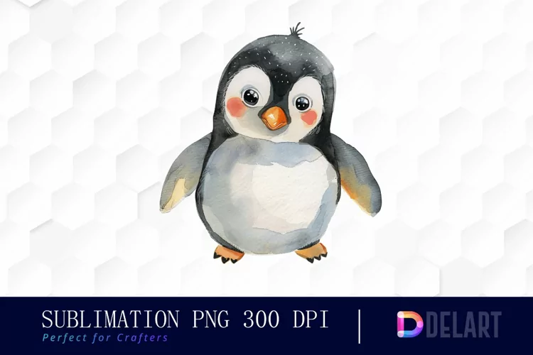 Cute Penguin Watercolor Clipart