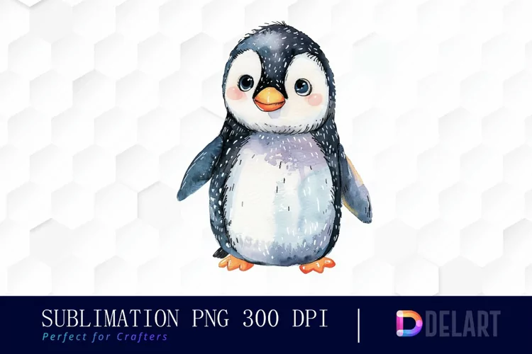 Cute Penguin Watercolor Clipart