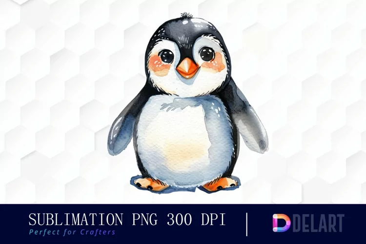 Cute Penguin Watercolor Clipart