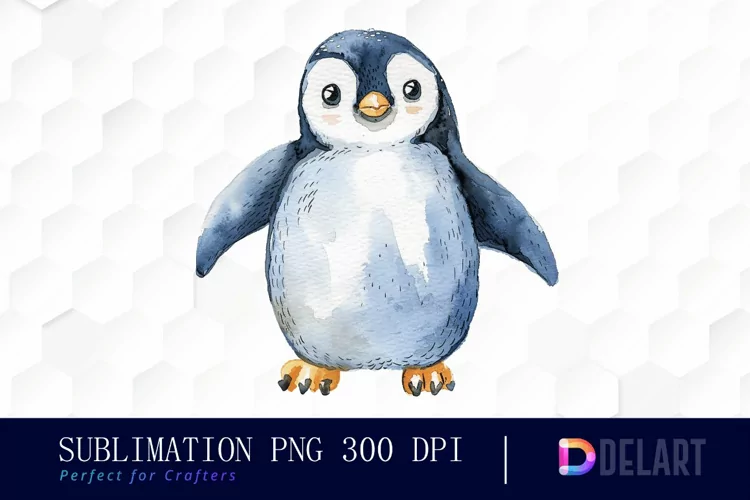Cute Penguin Watercolor Clipart