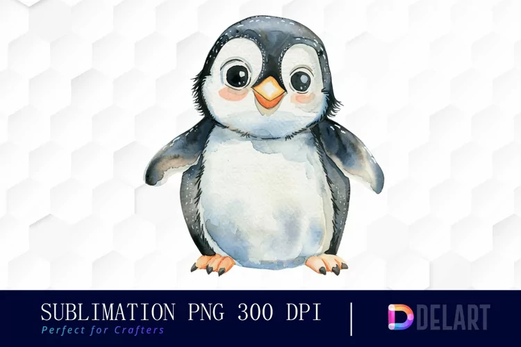 Cute Penguin Watercolor Clipart